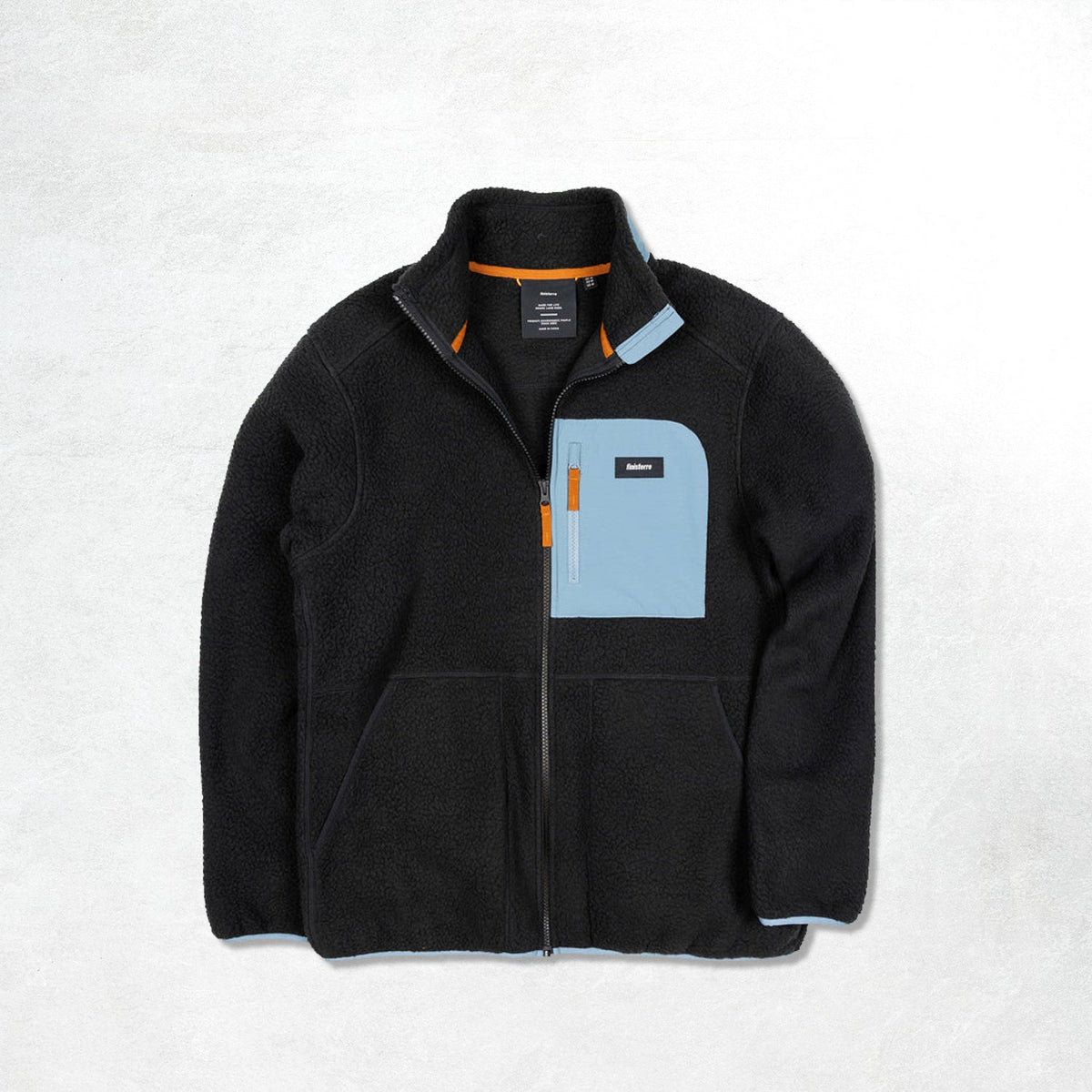 Finisterre Bolster Fleece Full Zip: Washed Black / Bay Blue