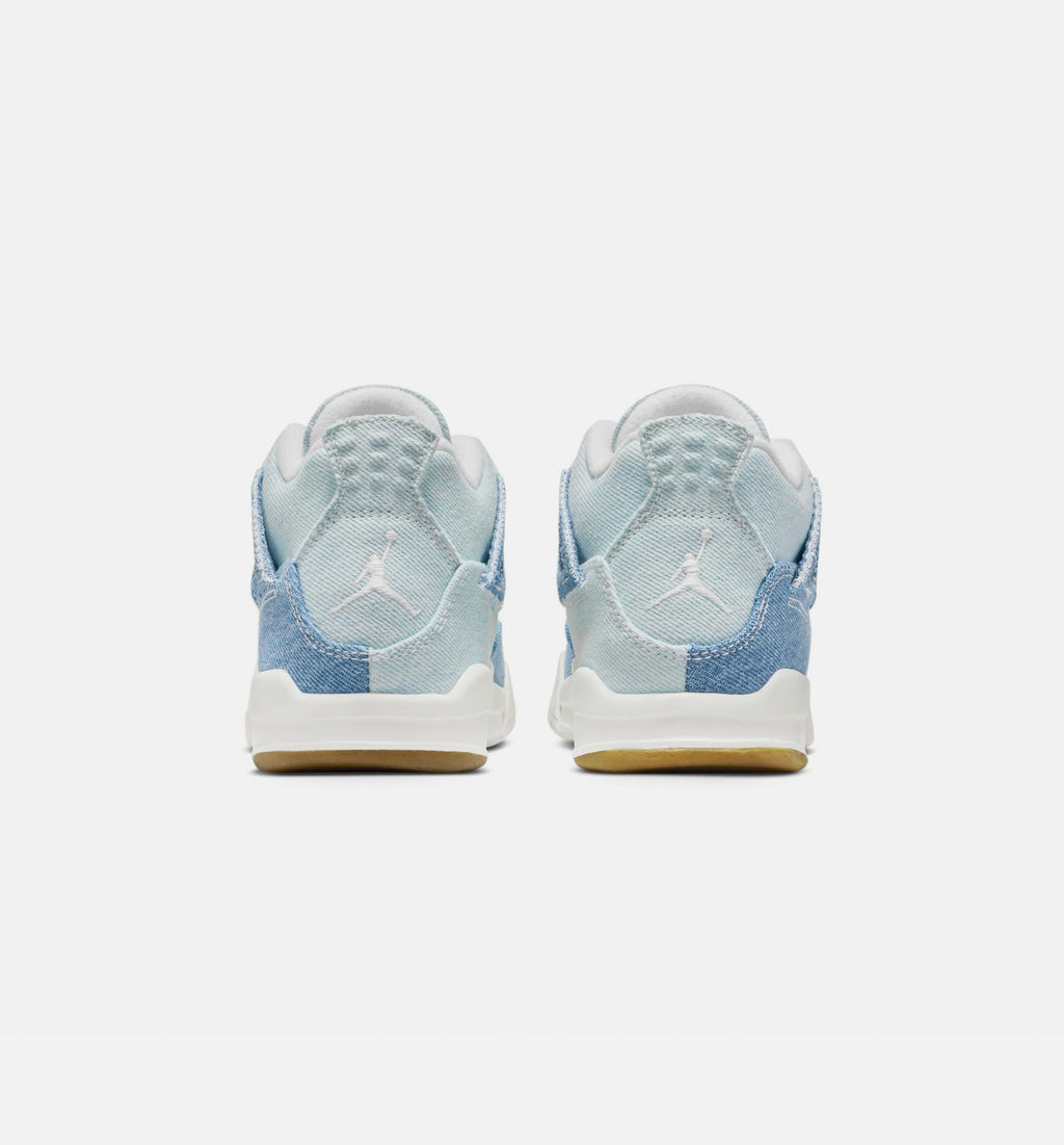 Air Jordan 4 Retro Worn Blue – Preschool Lifestyle Shoe in Sail/Worn Blue/Metallic Gold