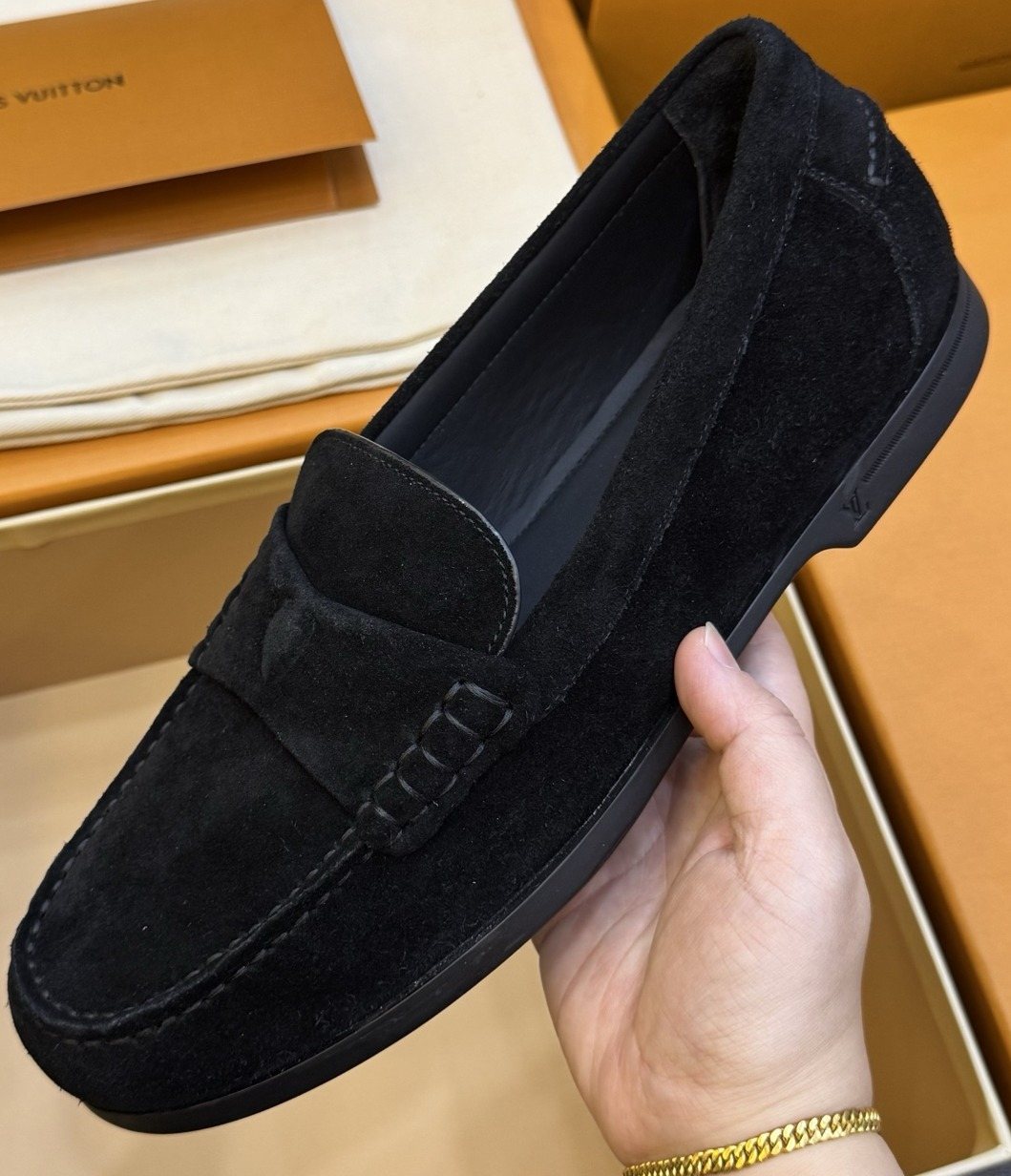 Louis Vuitton Men's Black Suede Loafers